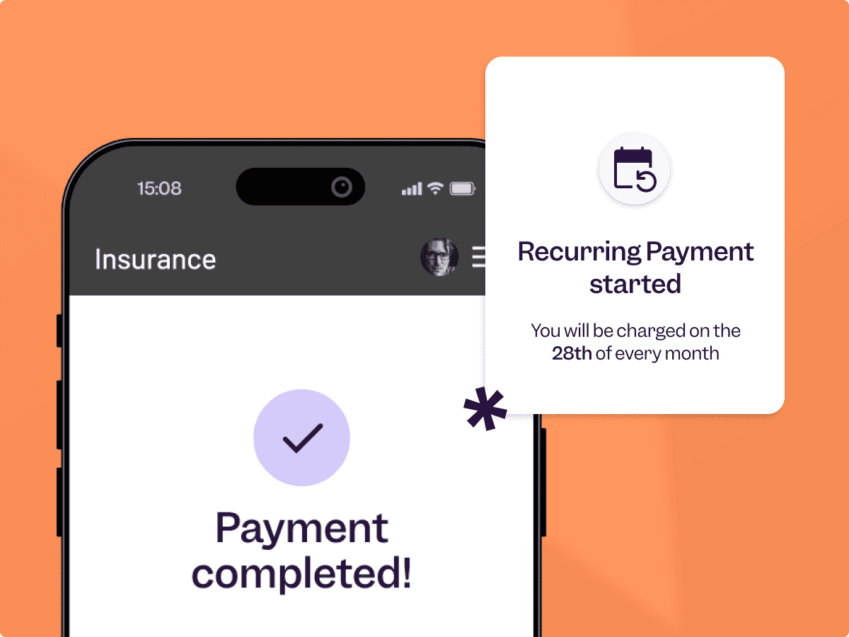 Recurring paymen confirmation screen on phone