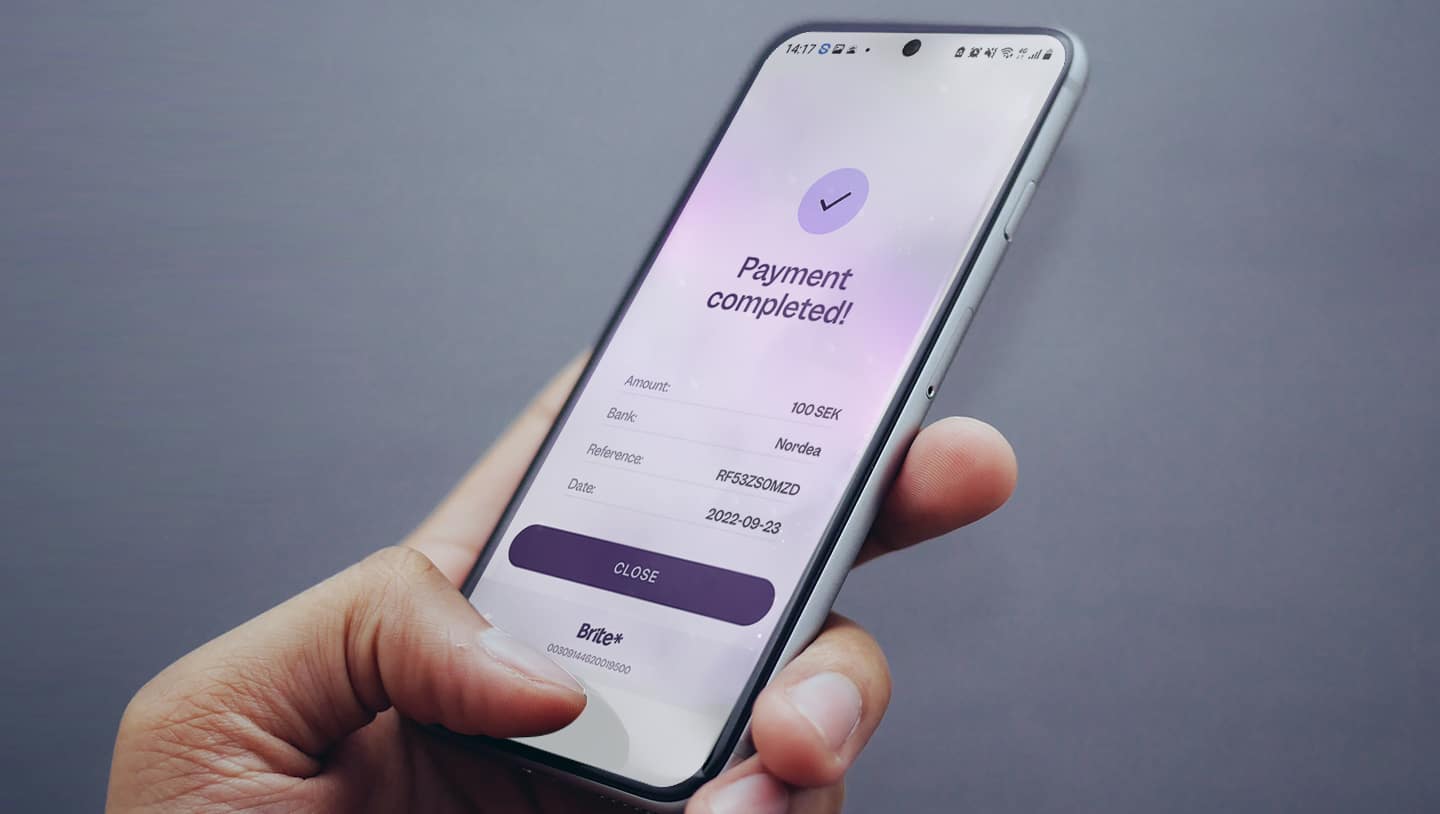 Payment completed screen in smartphone