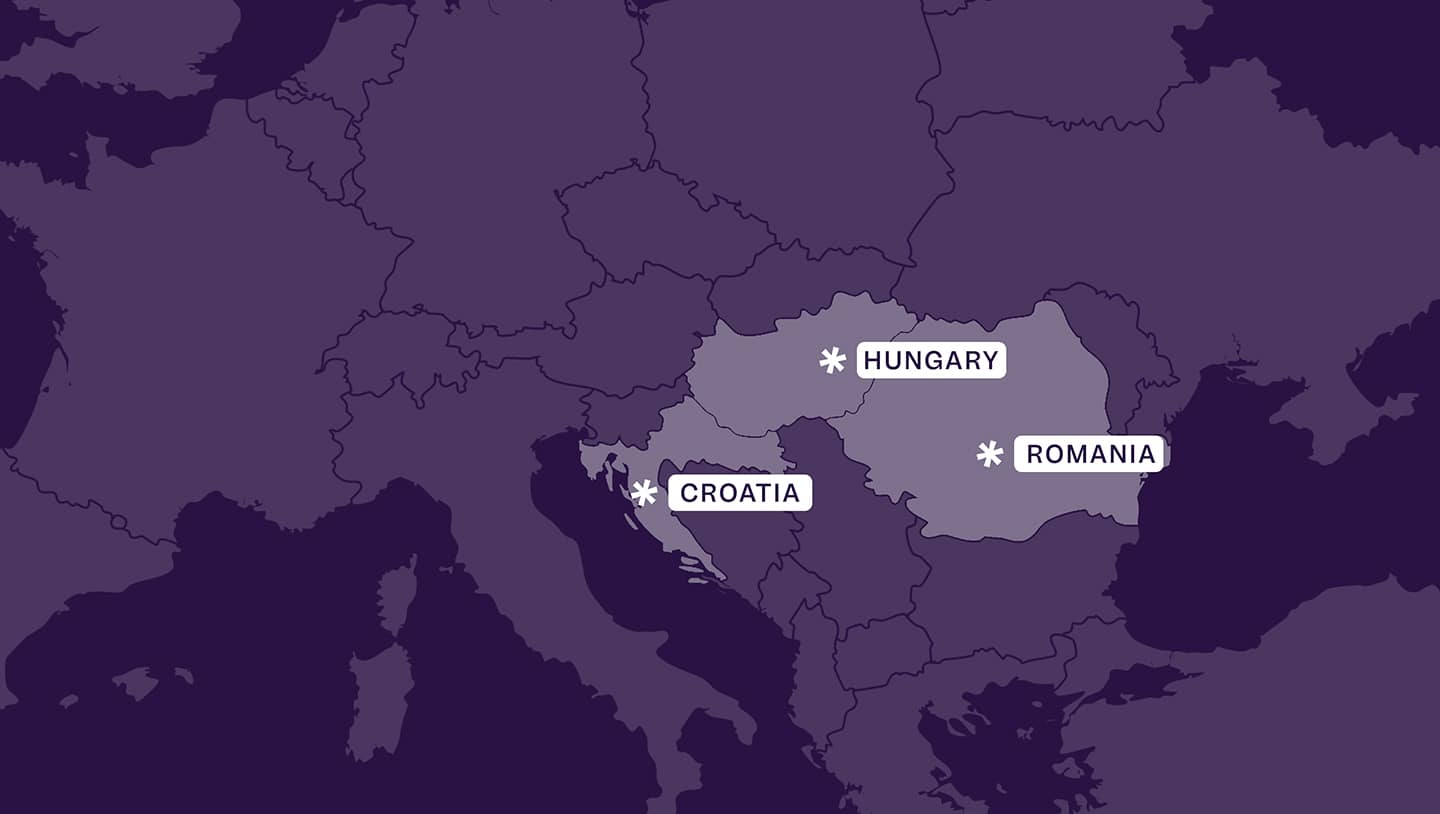 Map showing Brite Payments coverage in Eastern Europe