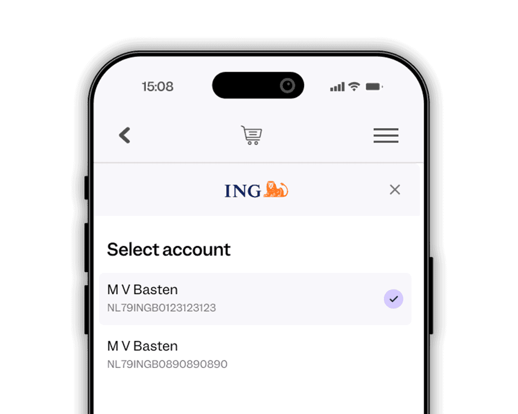 Selecteer een accountscherm op mobiel