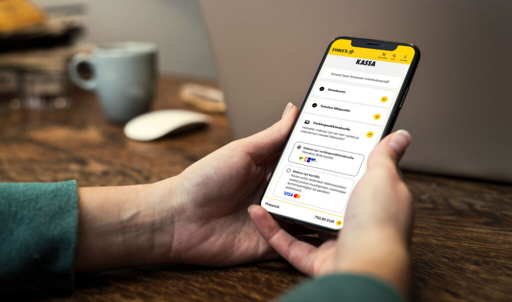 An image of Brite Payments making buying travel money faster and easier for FOREX customers, in Finland via a mobile phone.