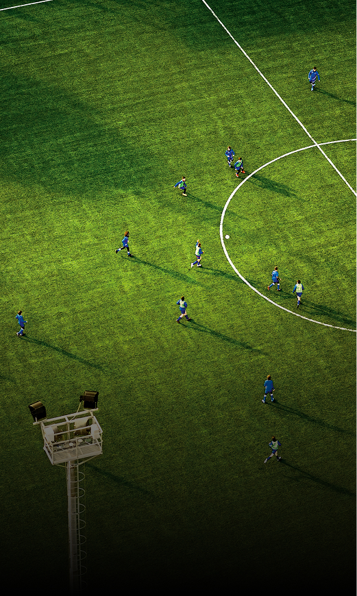 Aerial view of a soccer match for a gaming industry