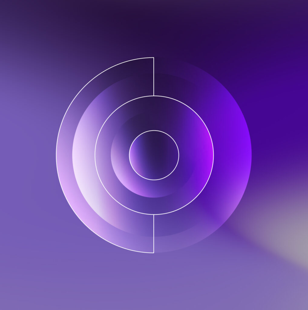 Brite Play hero image on a purple background with circles and a conch