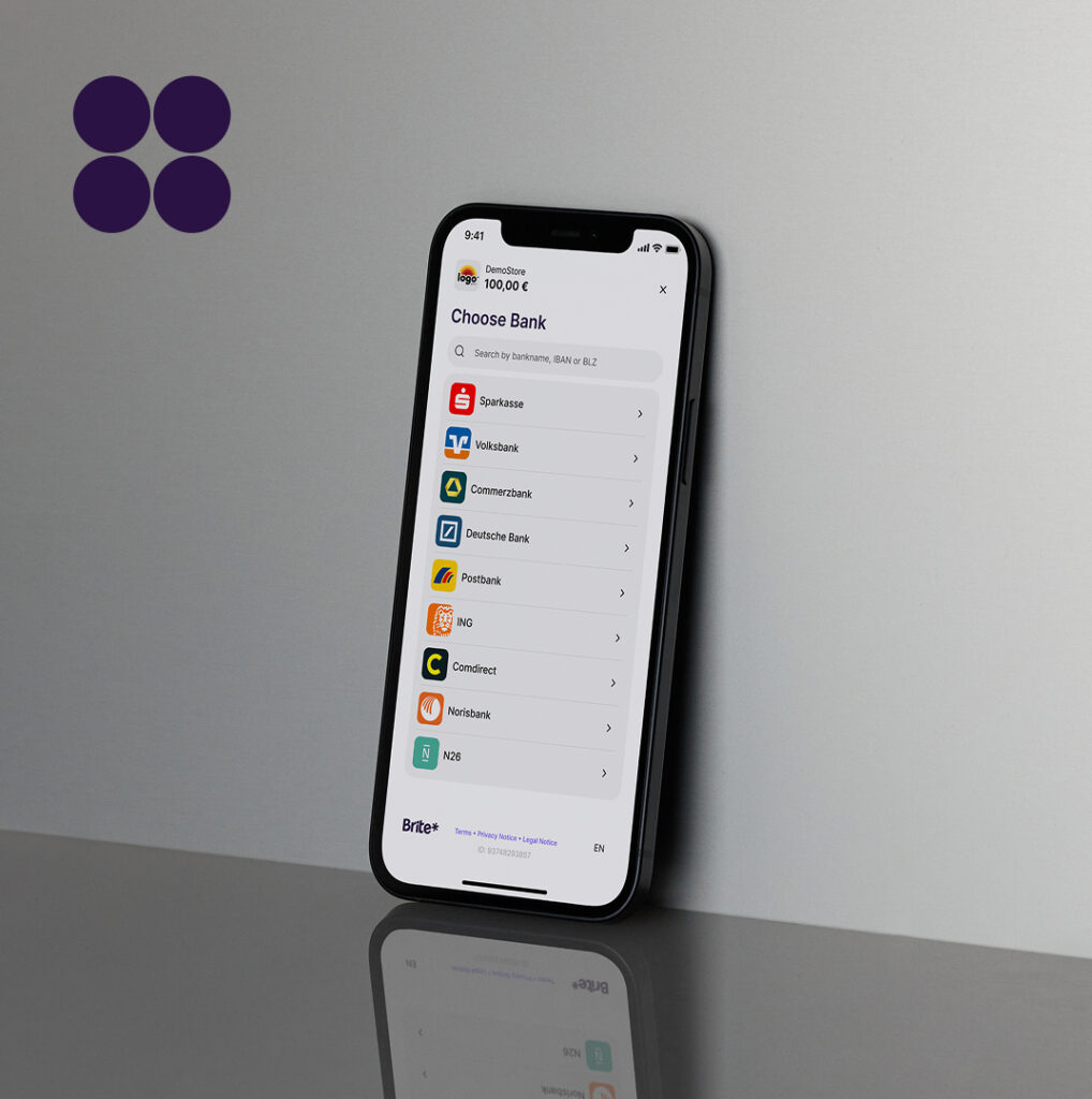 An image of a mobile phone on a wall with Brite Data solutions and symbol present