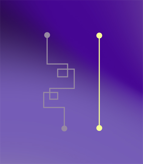 Do more ask for less image of straight arrow compared to messy arrow