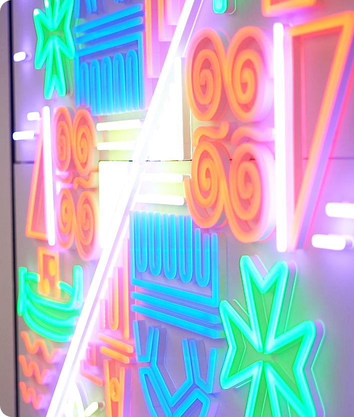 Rootz customer image of bright neon lights