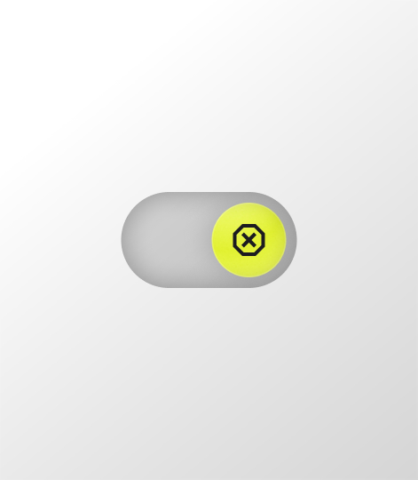 Toggle switch with cancel icon to stop fraud