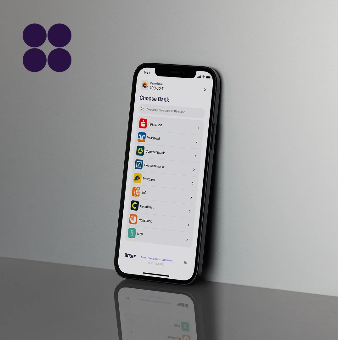 An image of a mobile phone on a wall with Brite Data solutions and symbol present