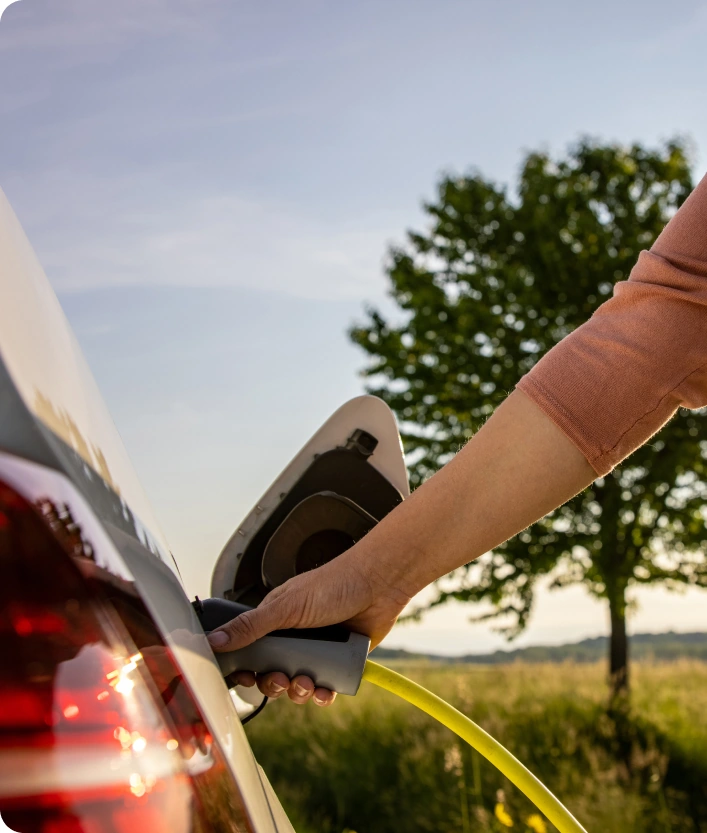 Image of car being charged in the countryside to represent Brite customer Northe